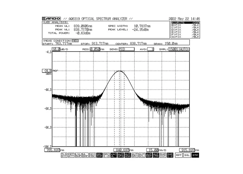 840nm 5mW 10nm แบนด์วิดท์ SLED โมดูลแหล่งกำเนิดแสงบรอดแบนด์